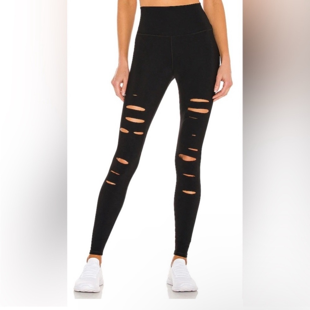Alo High Waist Ripped Warrior Legging in Black